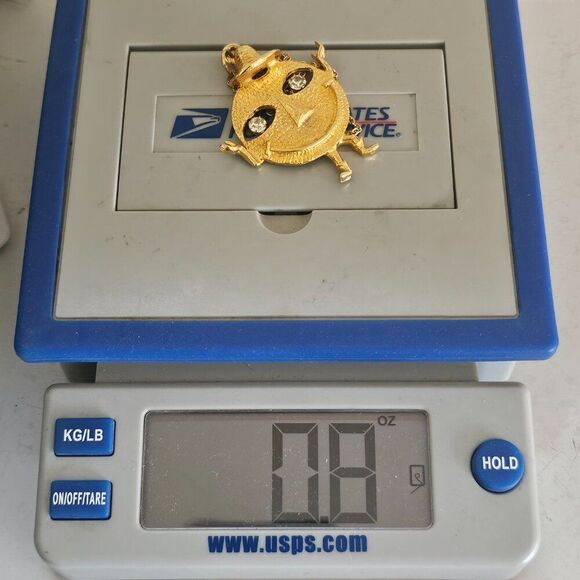 Vintage Smiley Face Rhinestone Pendant Necklace Dangle Eyes Cowboy Hat Gold Tone - Picture 11 of 13